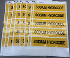LOT of 8 - Brady Label, Sodium Hydroxide, Polyester, 2 7/8 In W, 2 In H