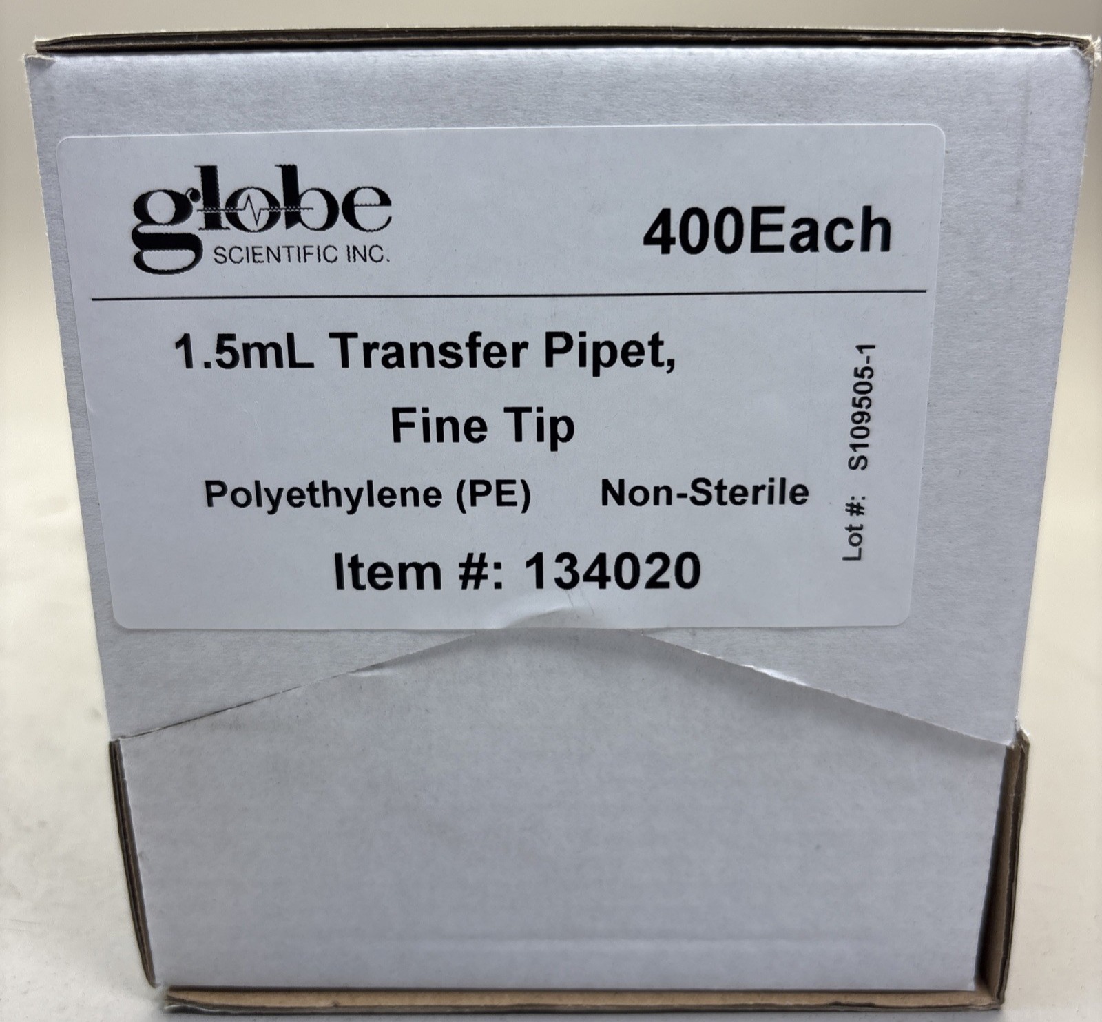 Globe Scientific 134020 Transfer Pipette, 1.5Ml, 104Mm L, Pk400