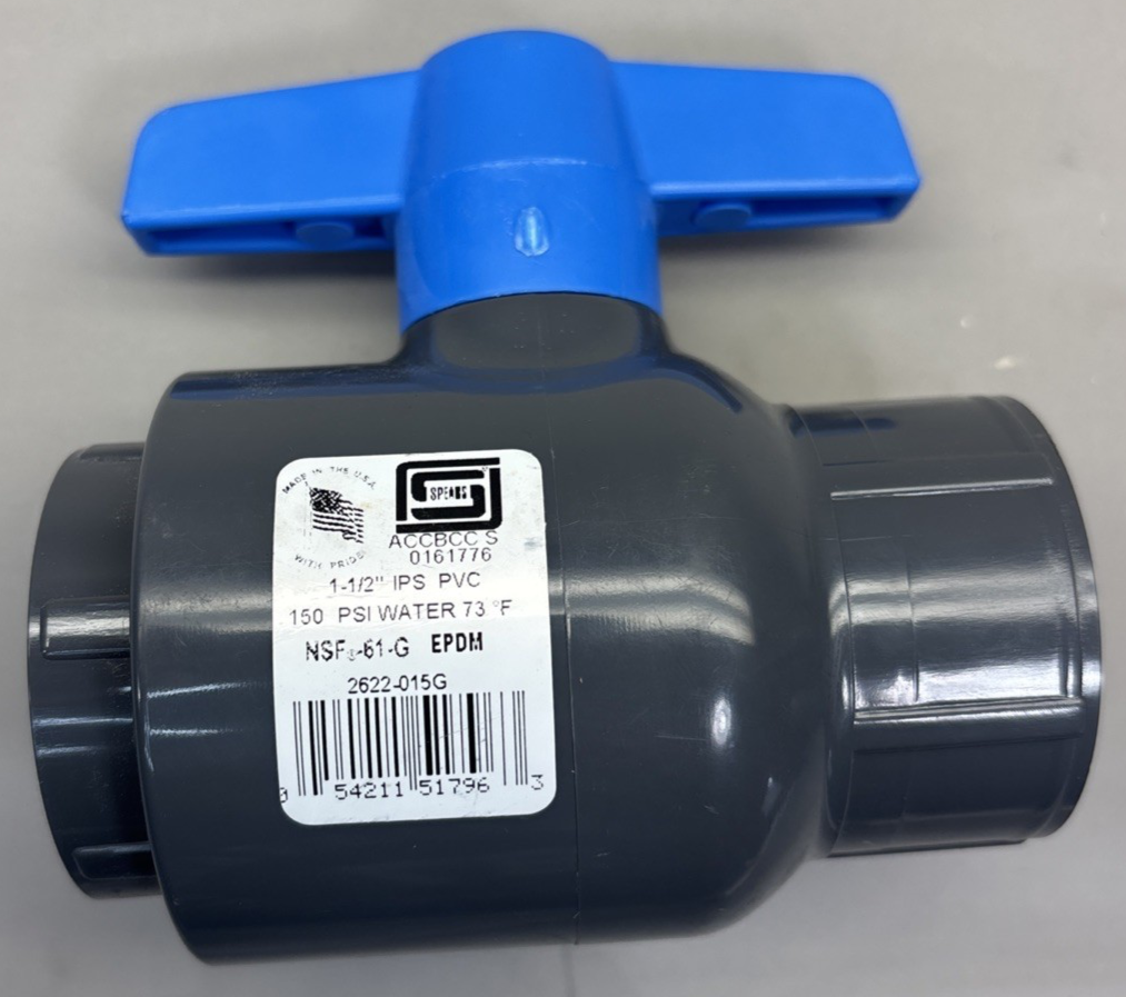 DRAINAGE SOLUTIONS Utility Socket Ball Valve 1-1/2" Grey/Blue 2622-015G