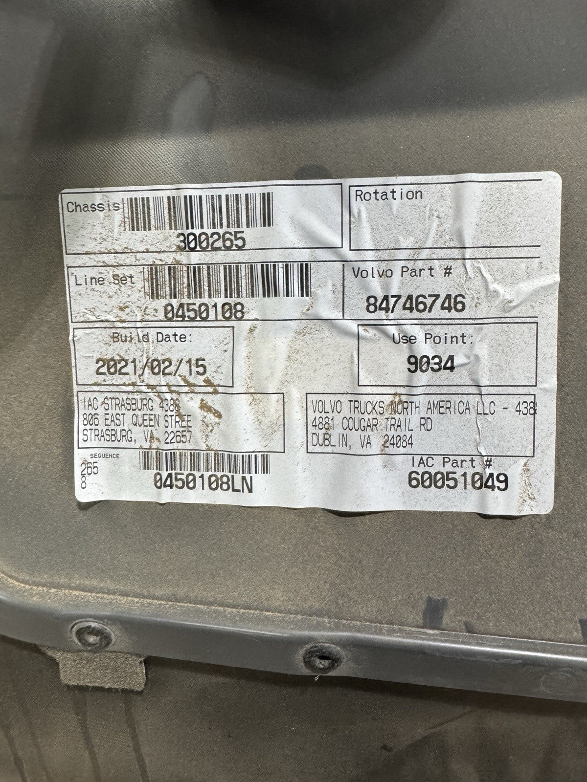 84746746 Door Panel for Volvo