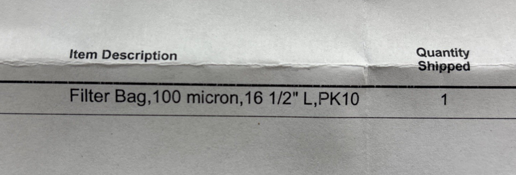 Filterbag, 100Micron, 161/2Inl, Size1,  PO100HE1, 255119-75