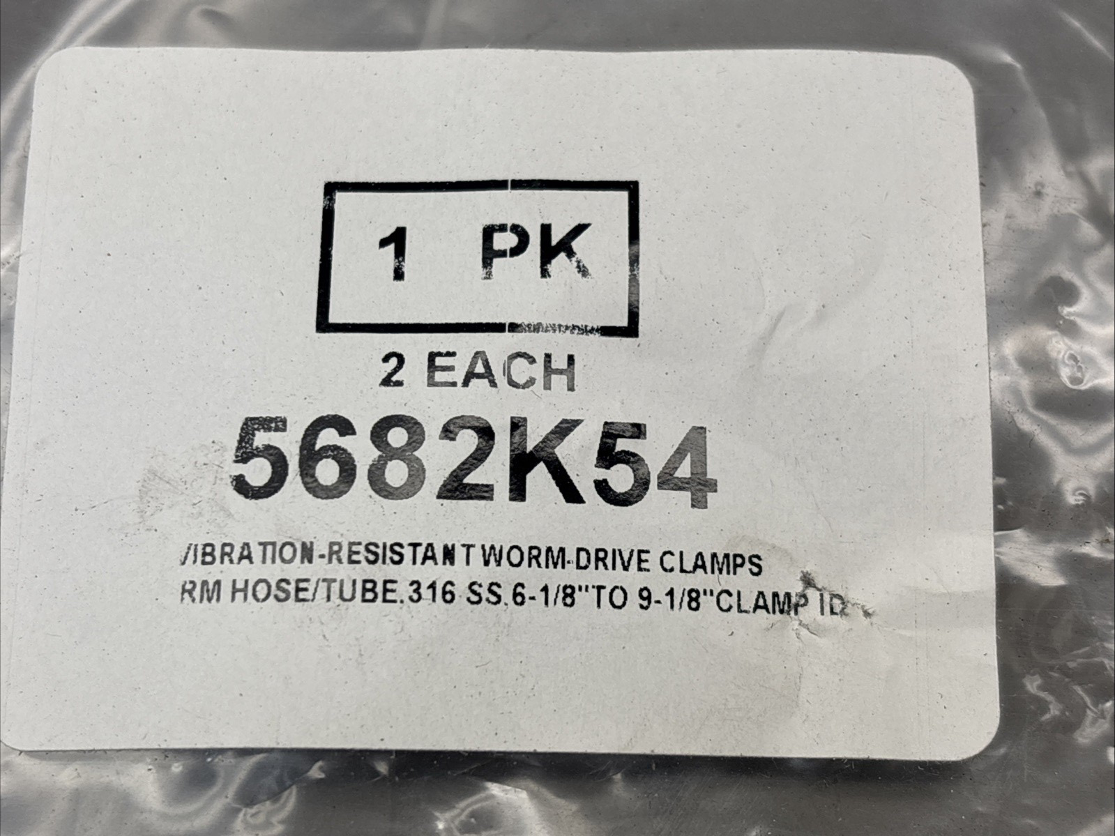 PACK of 2 McMaster-Carr 5682K54 Worm Drive Clamp 316 SS 6-1/8 to 9-1/8"
