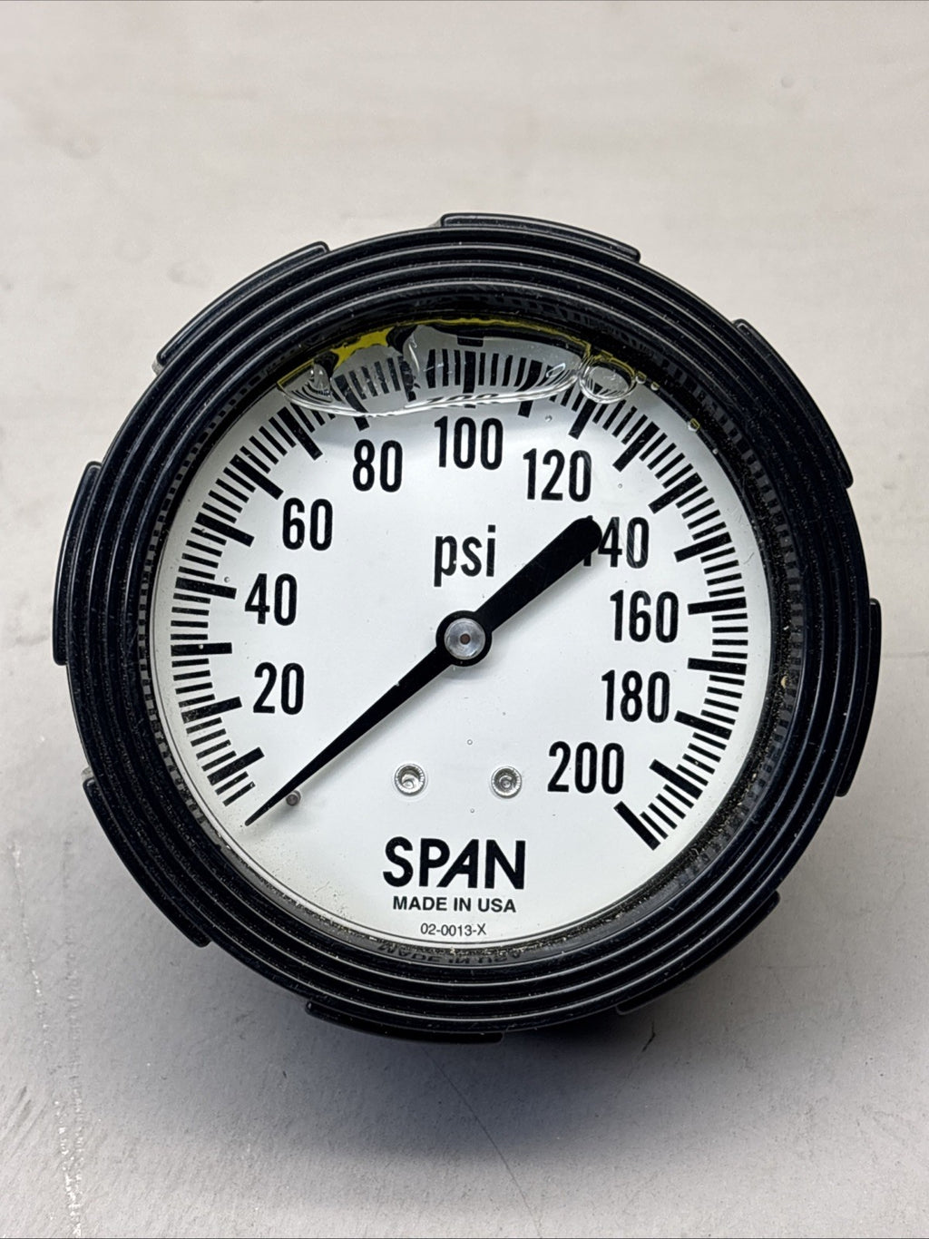 Span Industrial Pressure Gauge 200 psi to 0 psi, 2 1/2 in Dial, 1/4 in NPT Male