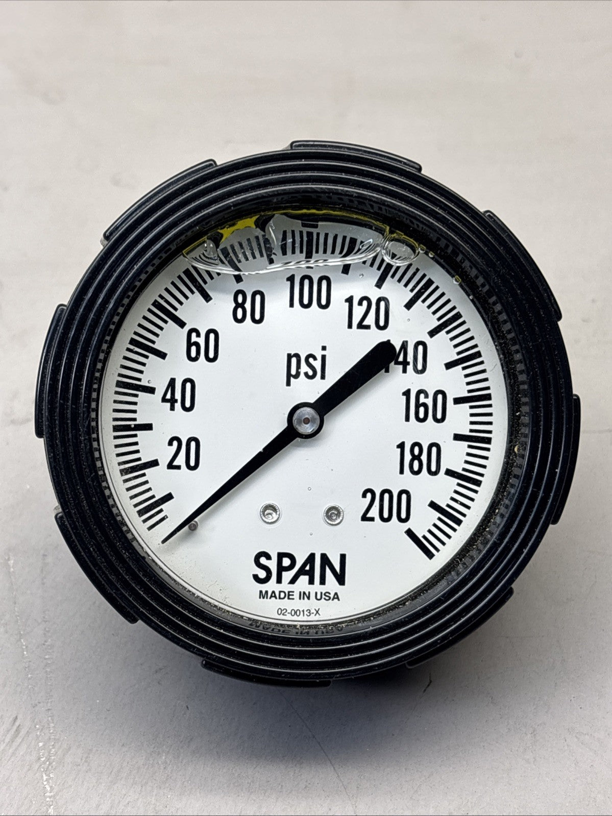 Span Industrial Pressure Gauge 200 psi to 0 psi, 2 1/2 in Dial, 1/4 in NPT Male