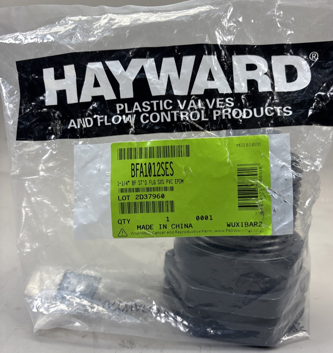 Hayward Flow Control Bulkhead Tank Fitting 1-1/4 SxS pvc epdm BFA1012SES