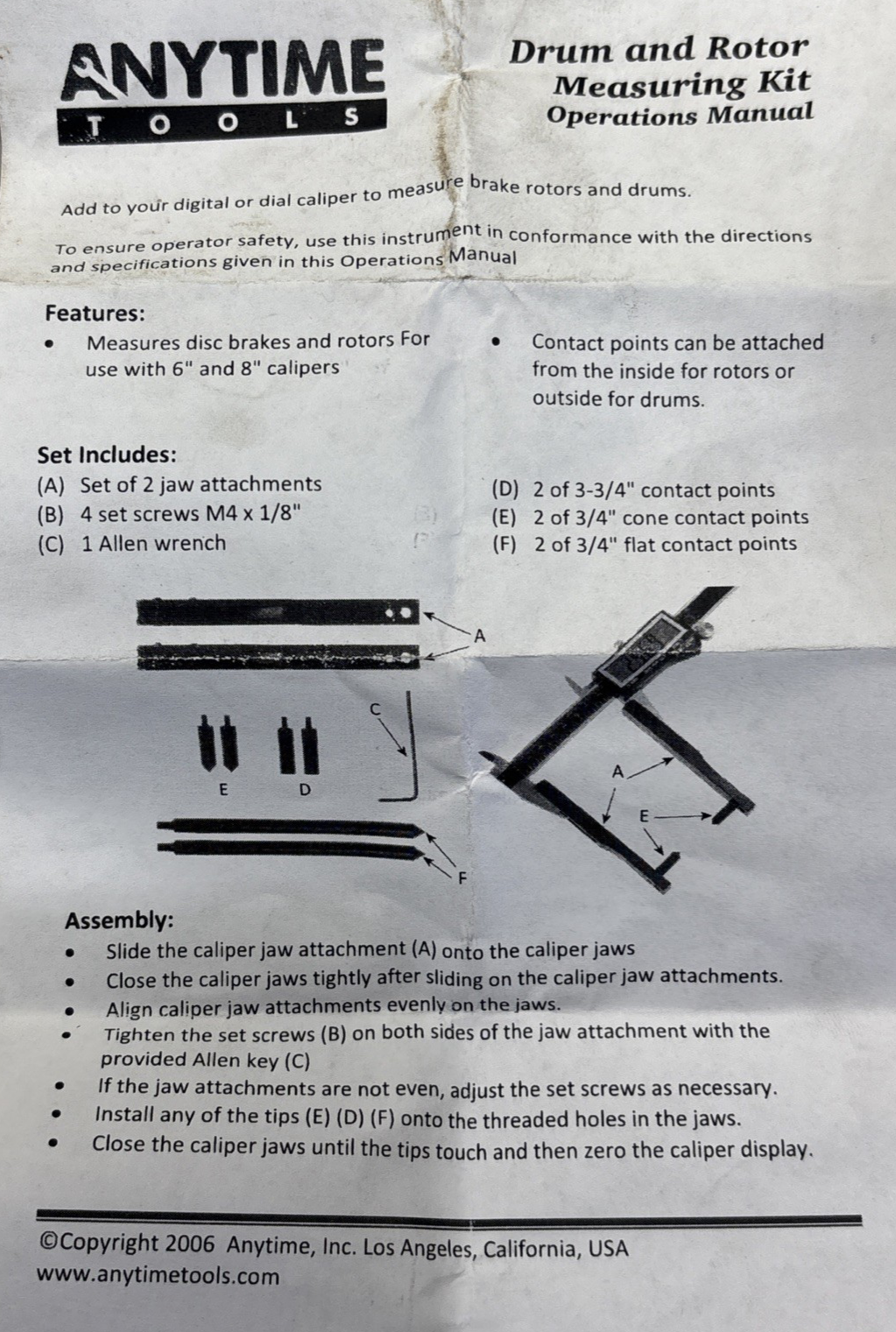 Anytime Tools Drum and Rotor Measuring KIT