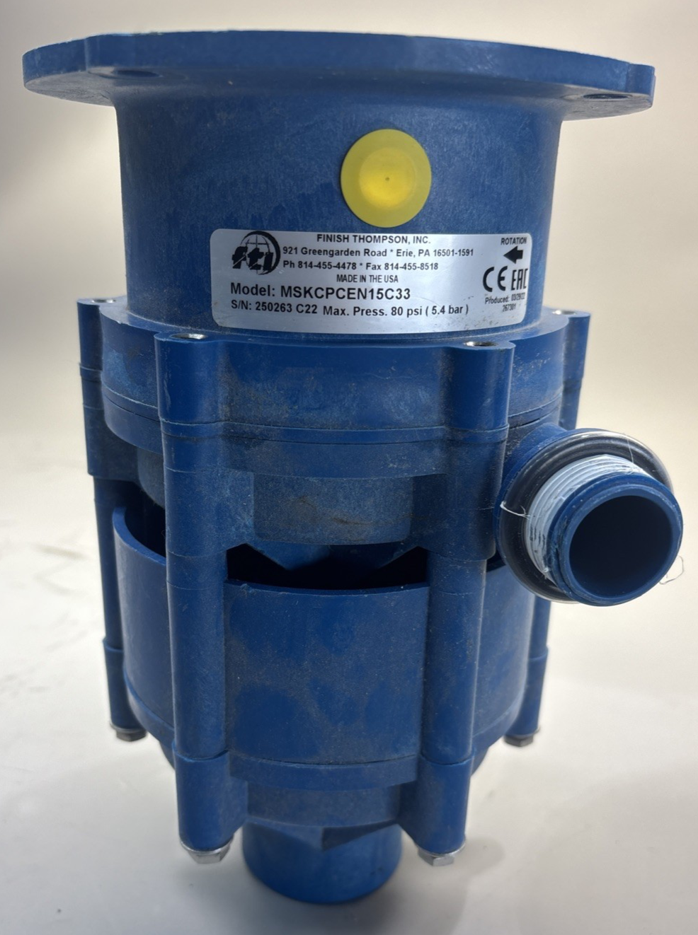 FINISH THOMPSON MSKC MULTI STAGE CENTRIFUGAL PUMP HEAD MSKCPCEN15C33