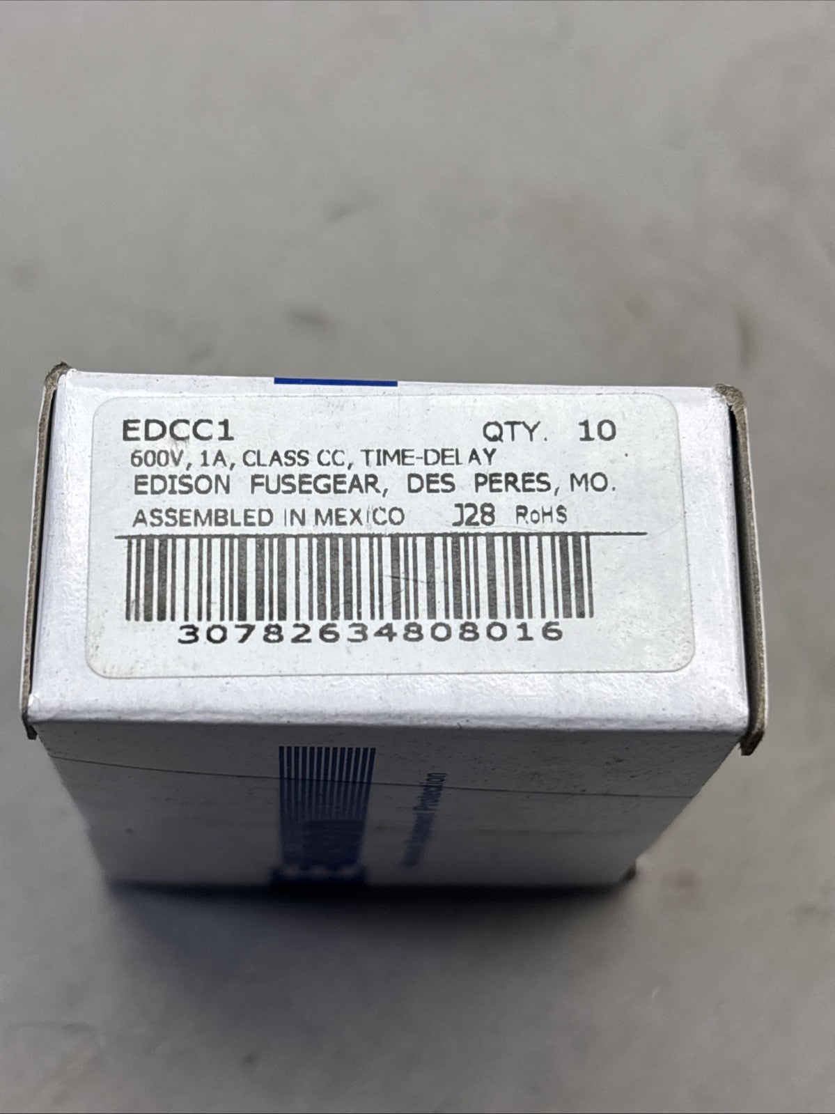 (Box of 10) Edison Fusegear 600V, 1A, CLASS CC, Time-Delay J28